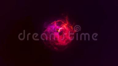 抽象的火球背景与发光旋转背景。 发光的球体。 有<strong>光圈</strong>的<strong>圆形</strong>框架
